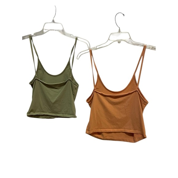 American Eagle Tank Tops Set M/L Olive & Rust Spaghetti Strap Crop - Picture 9 of 9